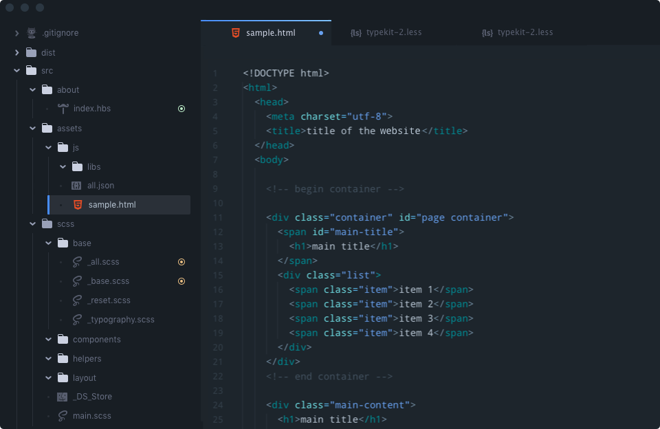 Atom running the City Lights UI Theme